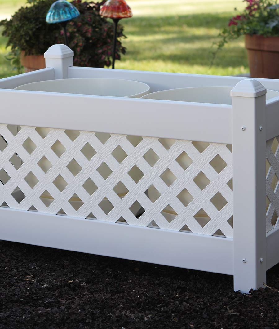 Large Lattice Planter with White Lattice